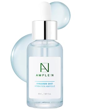 AMPLEN Hyaluron Shot Hydration Serum Korean Plumping Face Serum with Hyaluronic Acid and Xylitol - Ultra Hydrating Moisturizer to Reduce Wrinkles and Restore Vitality and Glow, 1.01 fl.oz. | Korean Plumping Face Serum, Hyaluronic Acid and Xylitol, Ultra Hydrating Moisturizer, Reduce Wrinkles