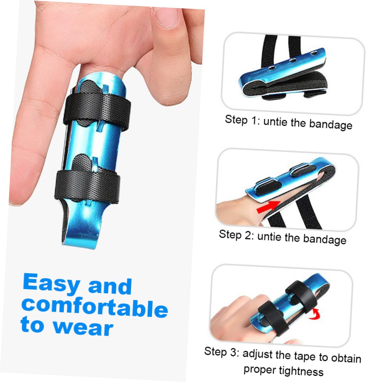 HAPINARY 3pcs Finger Fracture Splint Finger Splint for Deformities Mallet Finger Splint Device Splint Support Thumb Splints Protector Hand Support Straightening Brace Blue Aluminum Alloy