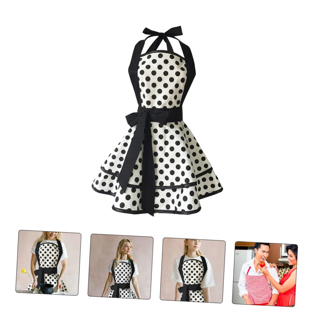 TOPBATHY Delantal de Doble de Algodón para Cocina Delantal Vintage para Adultos para Limpieza el Hogar o Eventos como Año
