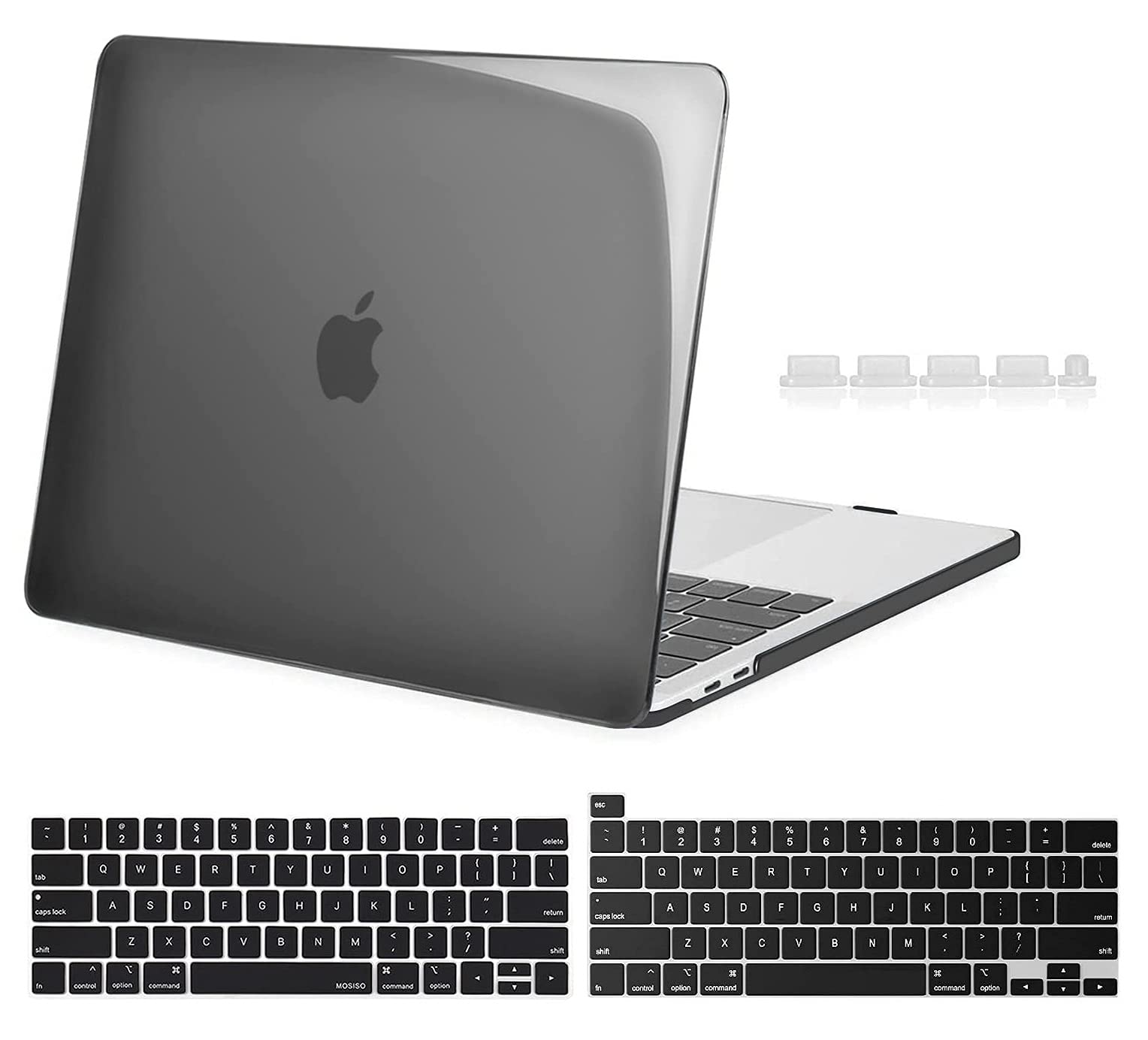 Midkart Hard Plastic Case Compatible with MacBook Pro 13 Inch Touch Bar & Touch ID (Model M2 A2338 / M1 A2338 / A2289 / A2251 / A1706 / A2159 / A1989 / A1708 Release 2023-2016), Transparent Black