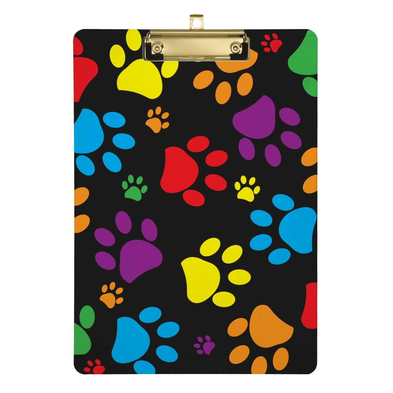 Acrylic Clipboard Colorful Paw Print Cute Clip Boards for Nurses, Lawyers, Doctor Offices Standard A4 Letter Size Clipboard Low Profile Silver Clip Retractable Hanging Tab, 12.5" x 9"