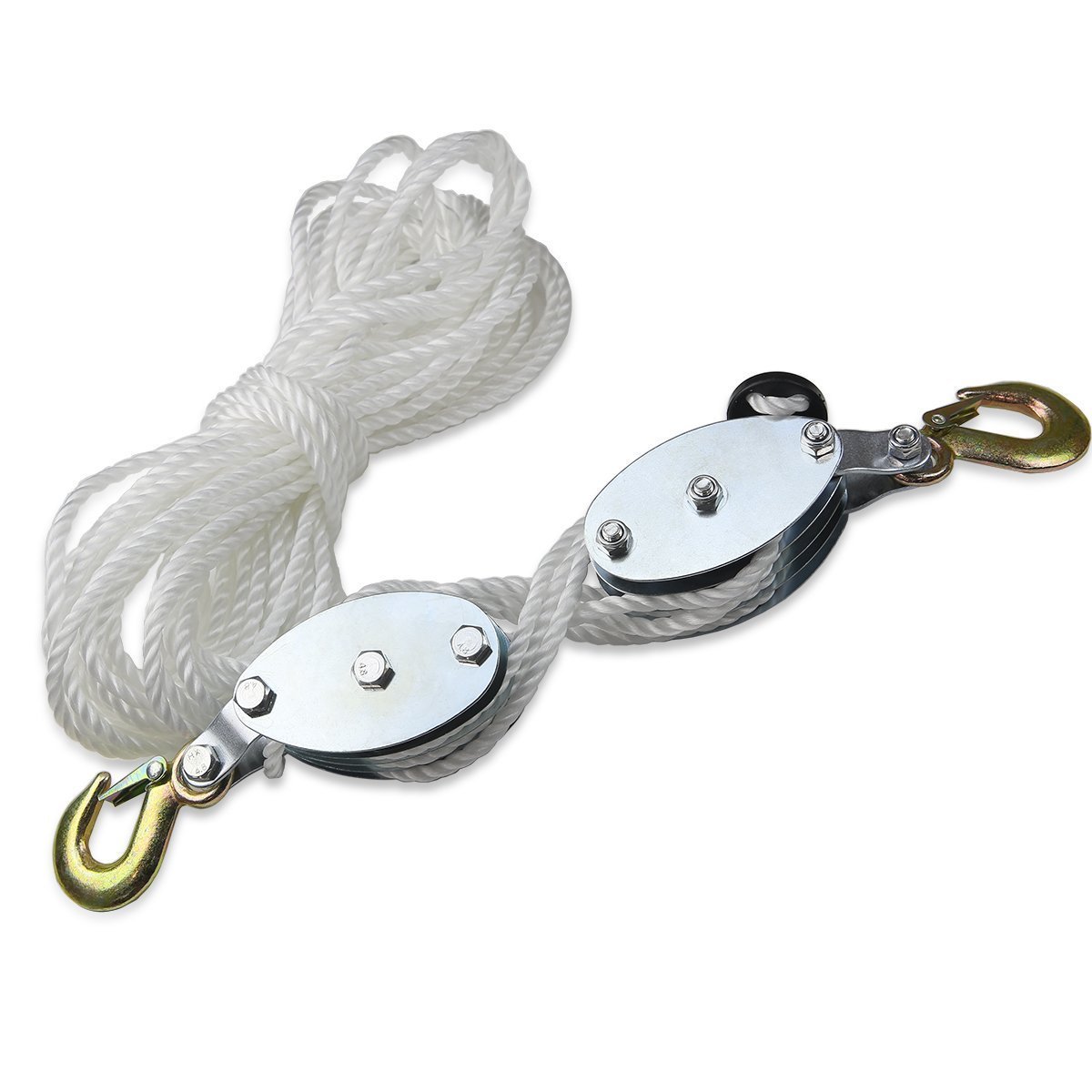 Katzco Poly Rope Pulley Block and Tackle Hoist with Safety Snap Hook