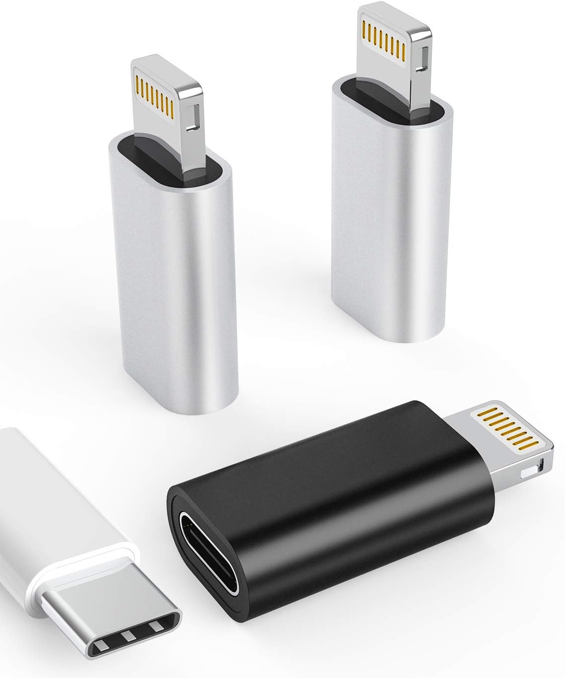 3Pack USB C Female to Lightning Male Adapter for iphone 12/11/8 X XR/XS/SE/7Plus/Pro Max for ipad Air Mini Type Compatible with Charging Support Data Transmission Connect