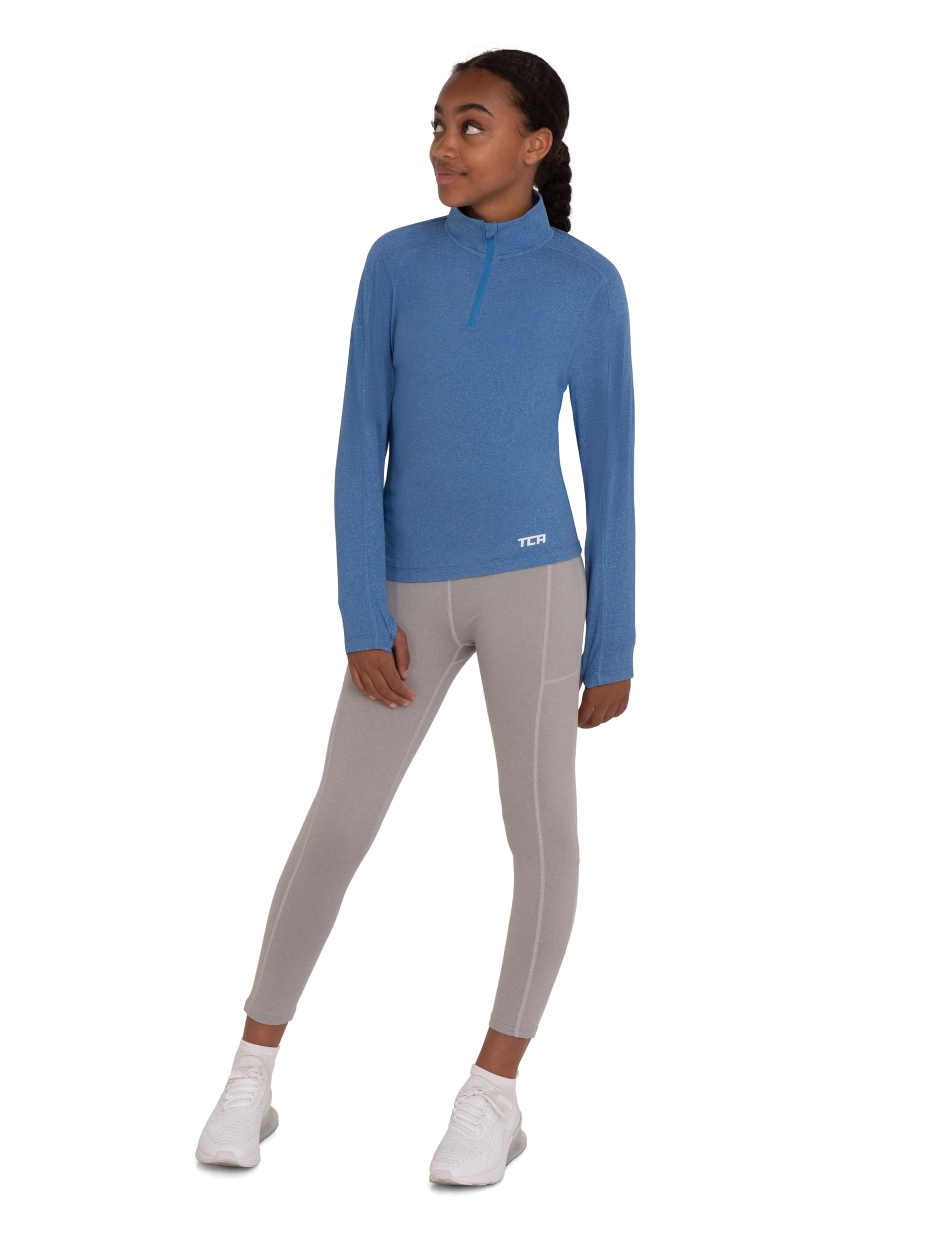 TCA Camiseta Manga Larga Lightweight Fusion Quickdry de Running con Media Cremallera para Niñas