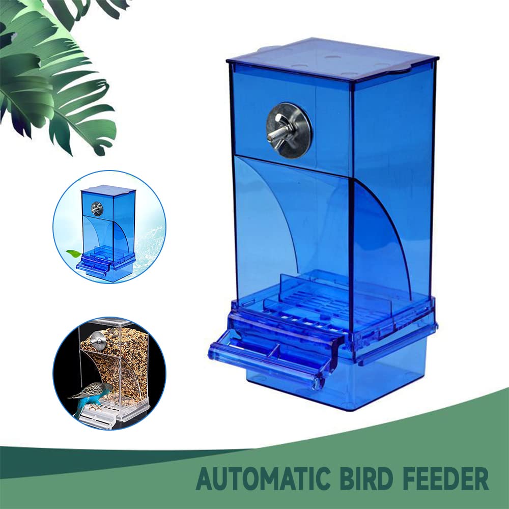 Linmeng Automatic Bird Feeder, No-Mess Parrot Feeder for Cage, Transparent Acrylic, Small & Medium Birds
