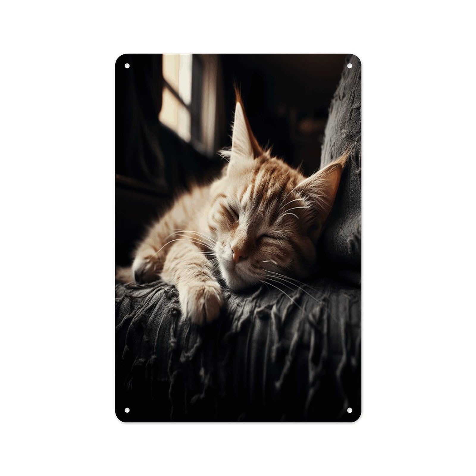 Fekiloot Style Napping Kitten Wall Decor Metal Signs Tin Signs Poster
