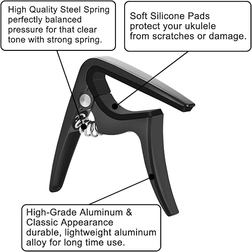 Vista 14 de DOMMI Cejilla para guitarra acústica, eléctrica, ukelele, bajo (negro+palisandro)