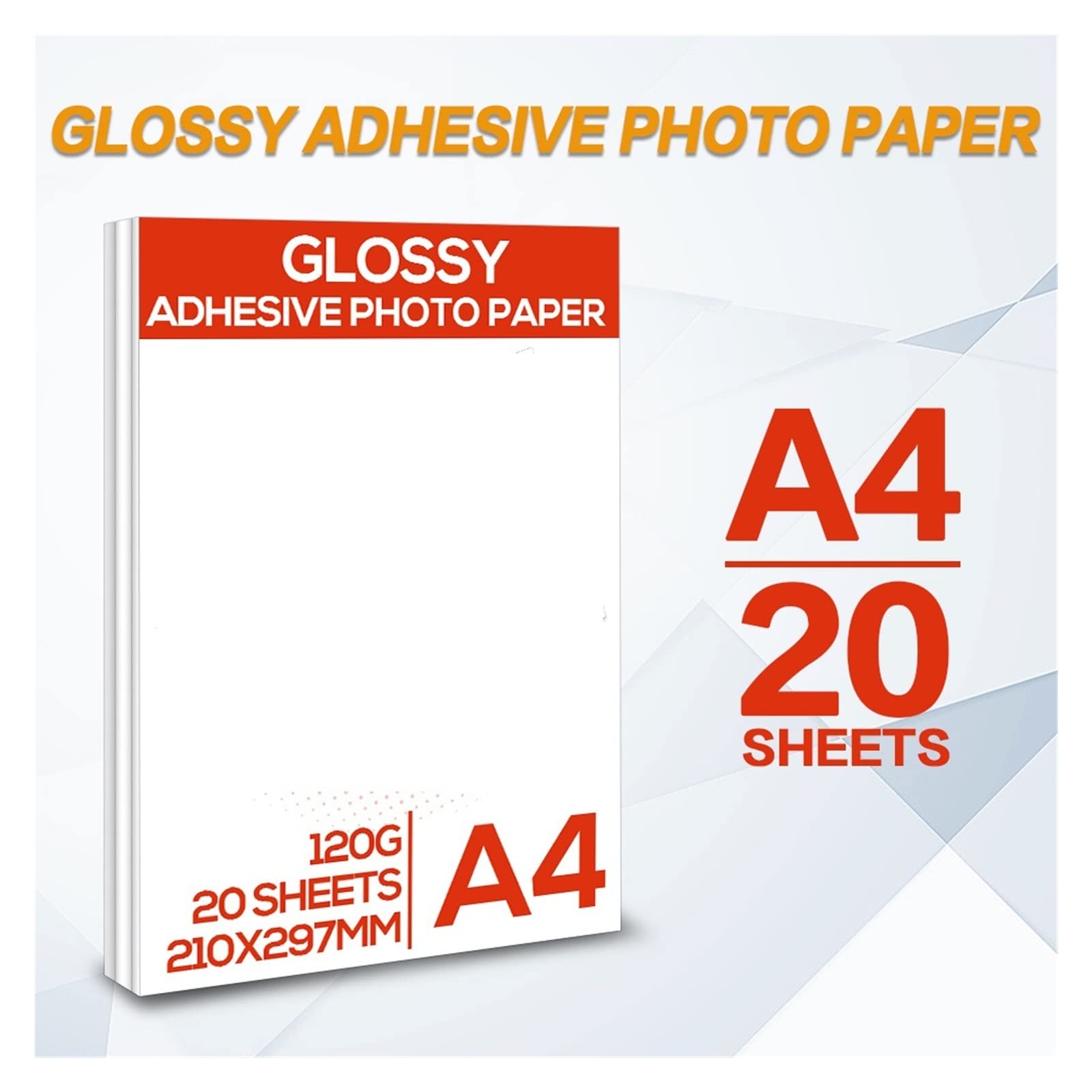A4 Hochglanz selbstklebendes Fotopapier 20 Blatt hochglänzend selbstklebend Tintenstrahldruck for Tintenstrahldrucker Bürobedarf Familie Lucky (Color : Glossy 20 Sheets)