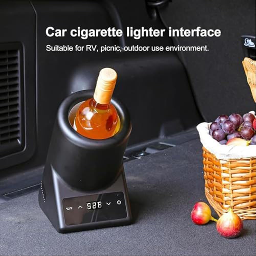 Elektrischer Mini-Weinkühler für 750 ml Wein oder für eine einzelne Flasche, mit Digitalanzeige, 24 Stunden niedrige Temperatur, ideal für Weinliebhaber.