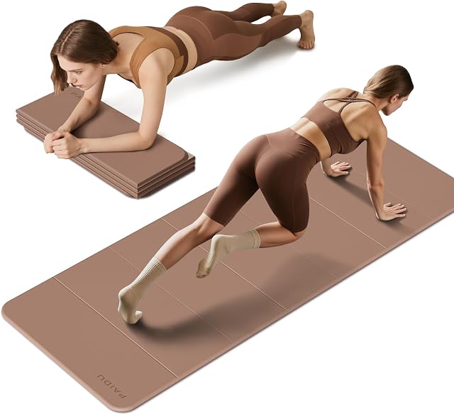 PAIDU Tapis de yoga pliable - 10mm Mat d'entraînement antidérapant extra épais, 75"26" SGS Eco-Certifié, Portable pour Yoga/Pilates/Studio/Home Workout
