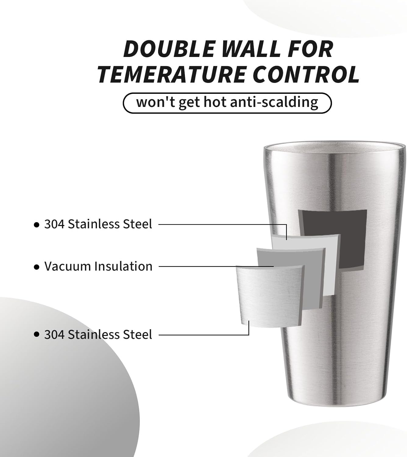 6 Pack 18.6 oz Stainless Steel Insulated Cup, Double Wall Vacuum Metal Cup, Reusable Camping Cups Unbreakable Indoor Outdoor for Party, Home, Office, BBQ, Silver - Image 4