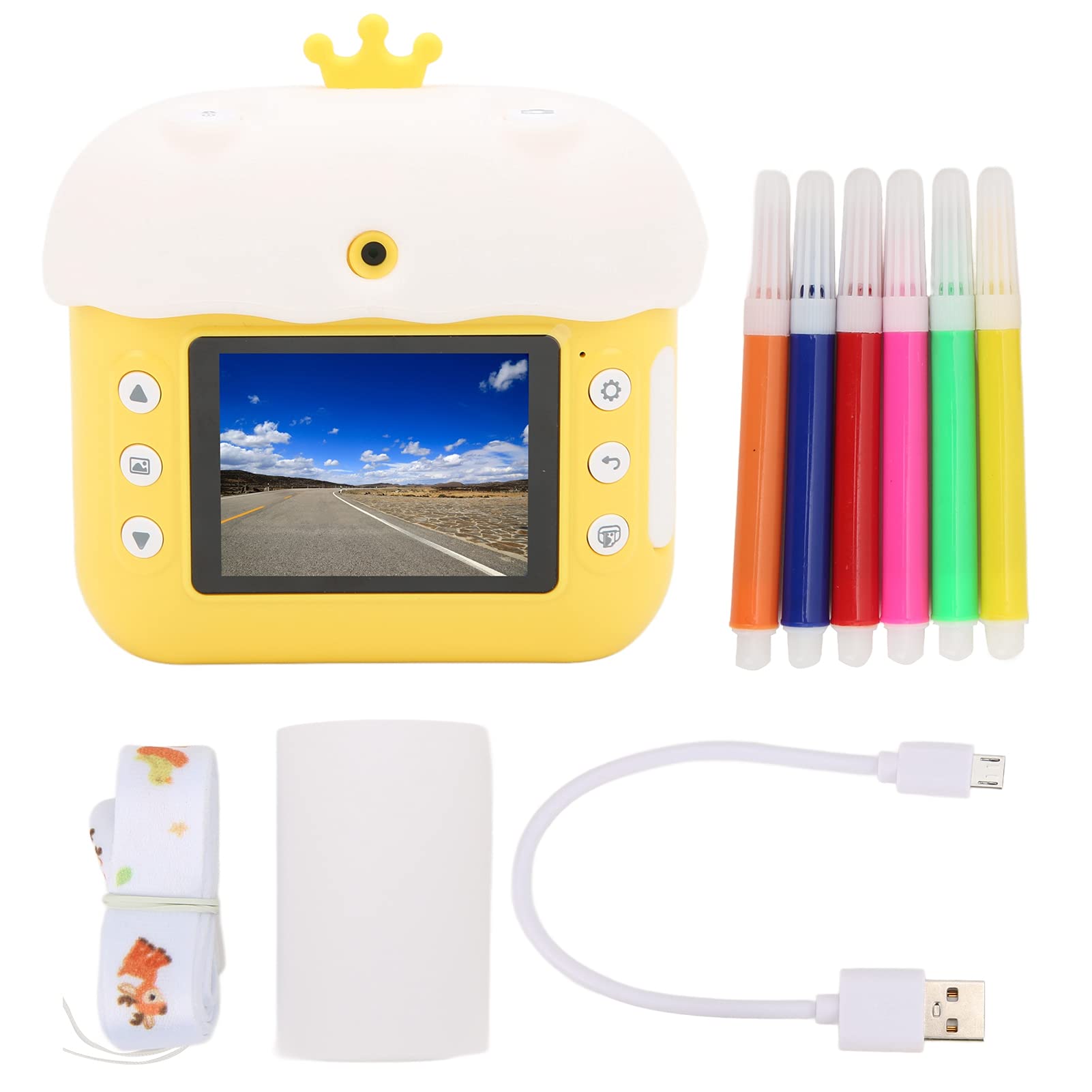 Generic Mini Cámara para Niños de Impresión Instantánea Digital 12MP 1080P con Pegatinas Creativas para la Diversión de los Niños
