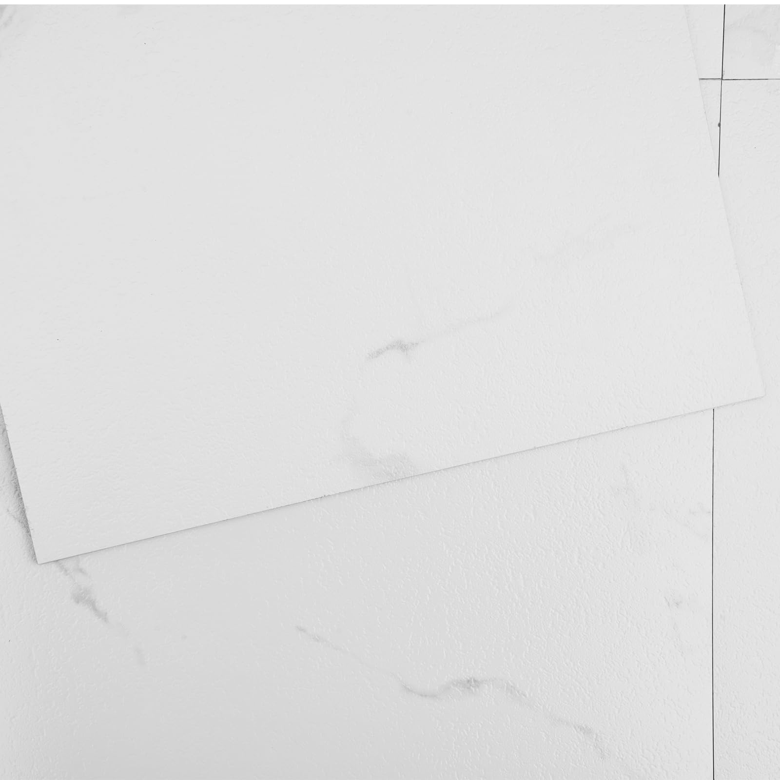VEVOR Self Adhesive Vinyl Floor Tiles 12 x 12 inch, 50 Tiles 1.5mm Thick Peel & Stick, White Marble Texture DIY Flooring for Kitchen, Dining Room, Bedrooms & Bathrooms, Easy for Home Decor
