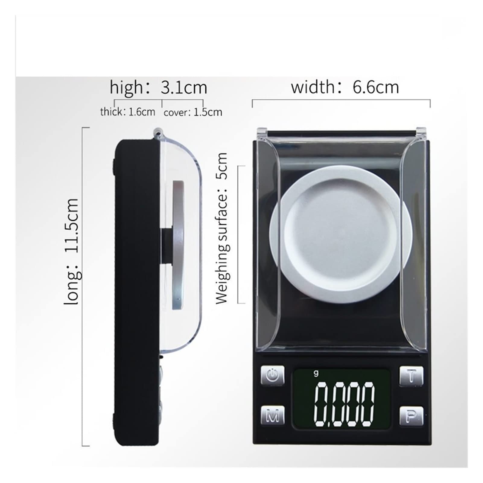Báscula De Cocina Balanza De Precisión, Báscula Digital Electrónica, Alta Precisión, Adecuada para Laboratorio, Pesaje De Medicamentos, Pesaje De Joyas, Mini Báscula Port,