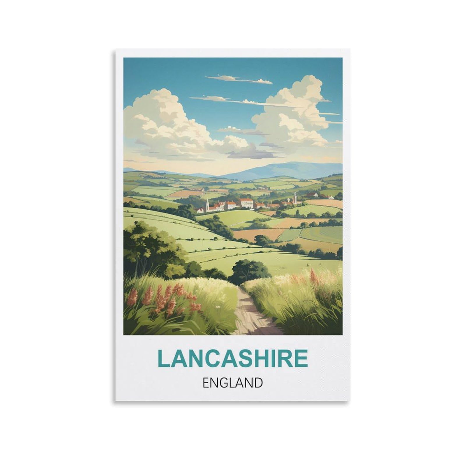 EZMLFA Diamond Painting Art Kits,Lancashire England,5D Diamond Painting Kit for Adults Beginners, DIY Full Round Drill Gem Art Kits for Home Decor 50x60cm