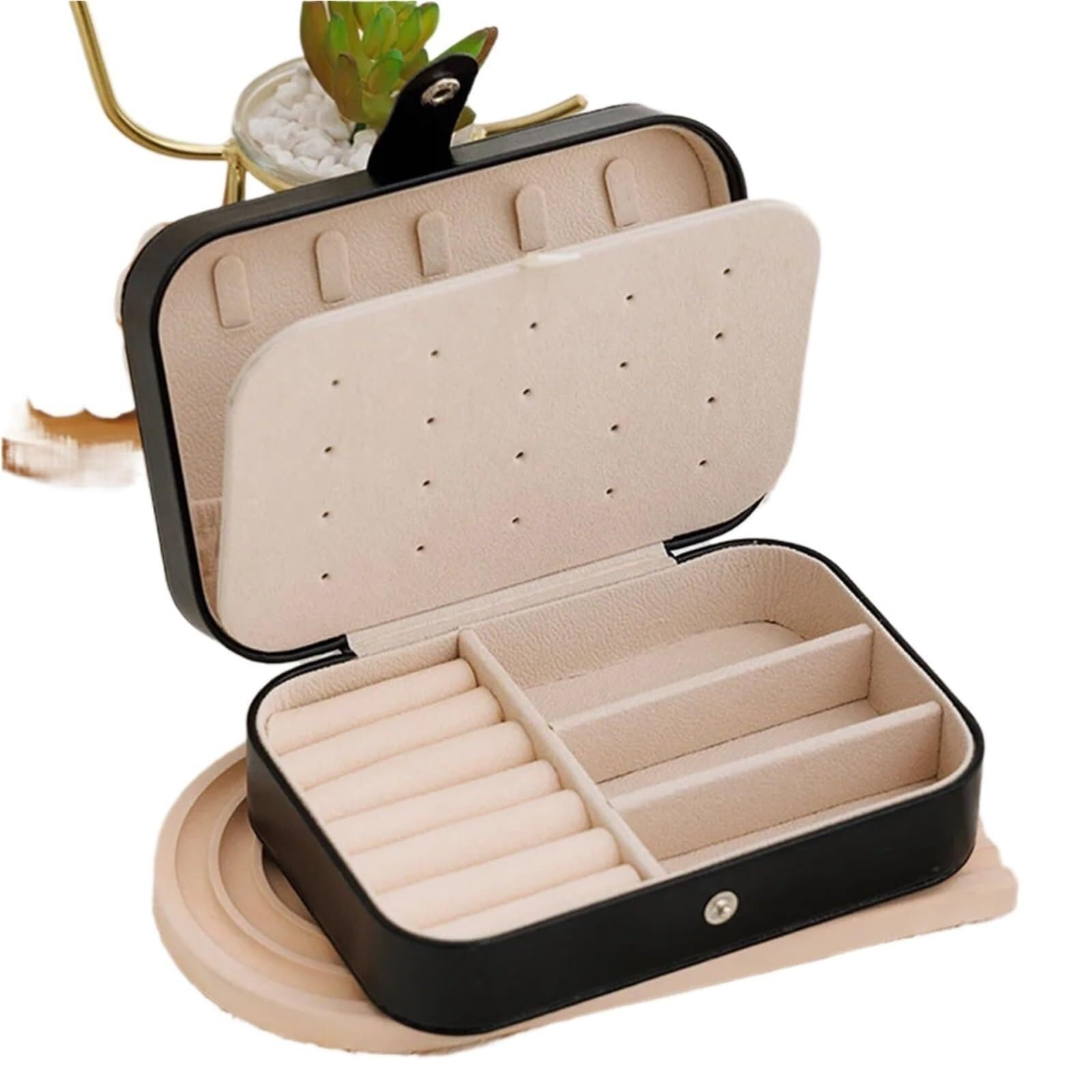 ZHAOQIN Jewellery Box Simple Portable Jewelry Box Travel Storage Bracelet Earrings(Black)