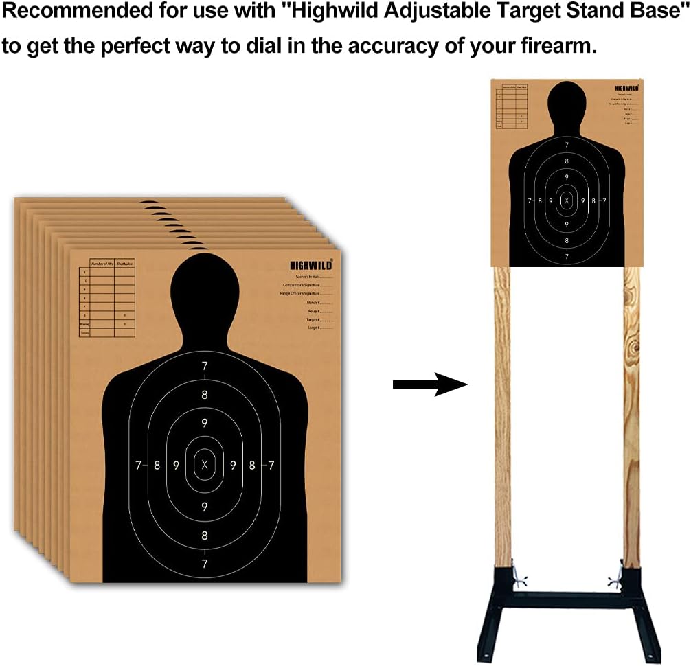 Highwild Paper Shooting Targets Silhouette Cardboard Targets for Shooting, Torso Paper Targets - ISPC/USPSA/IDPA (25 Pack - 13" X 16") : Sports & Outdoors
