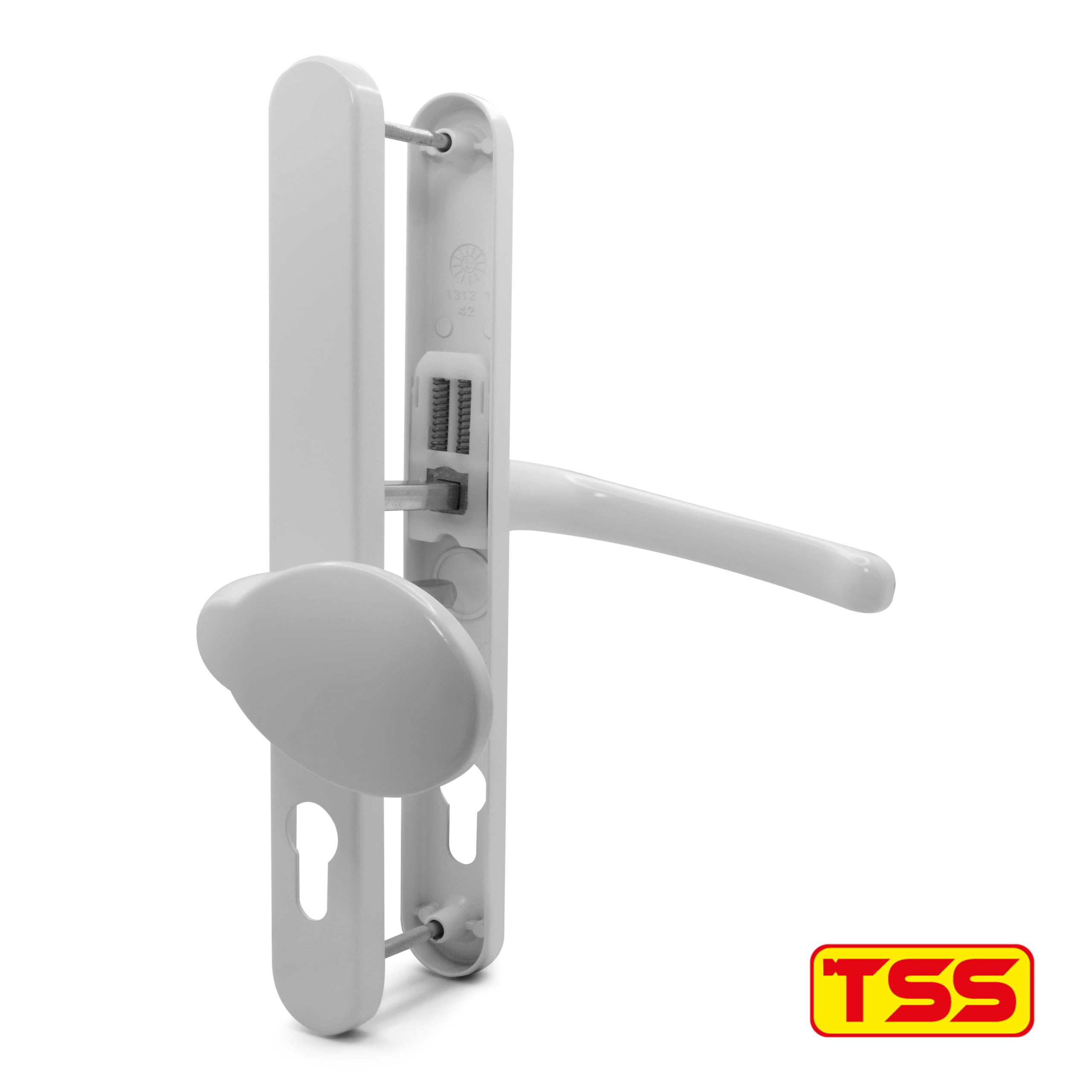 TSS UPVC Door Handles Set, Lever Moveable Pad, 92mm / 62mm PZ (Centres), 240mm Screw to Screw, Backplate 272mm X 32mm - Image 3