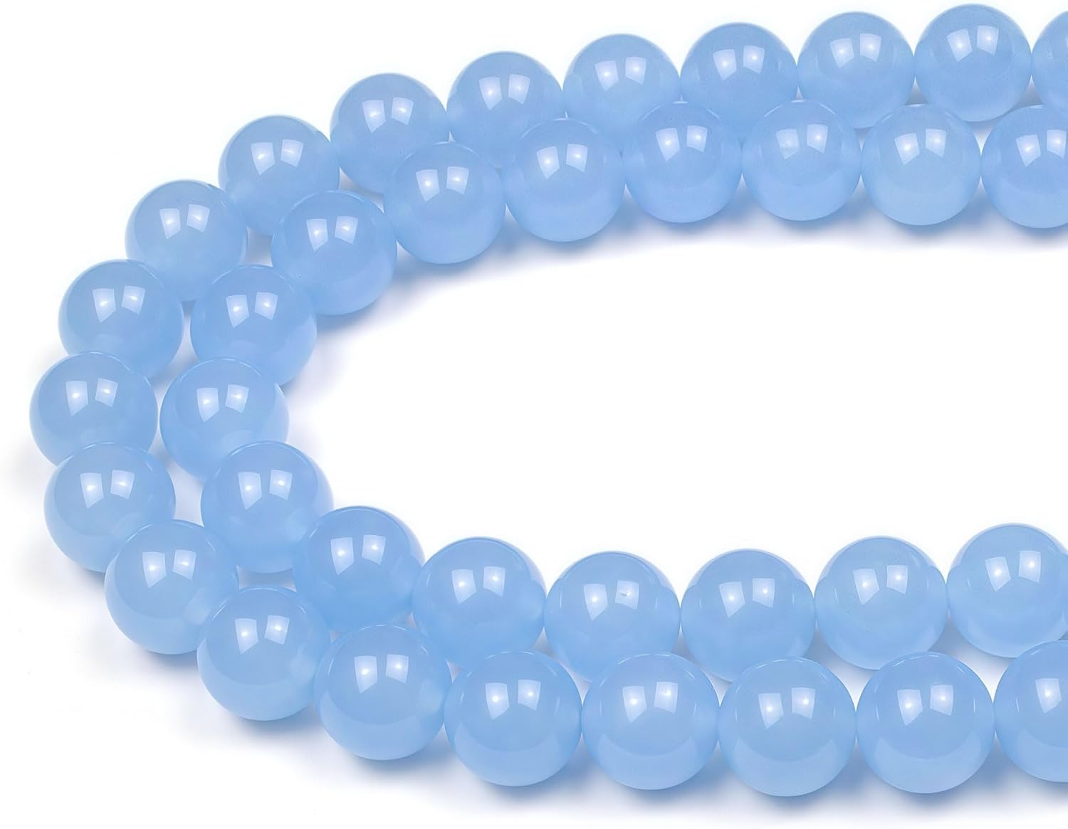 MJDCB Natural Aquamarine Chalcedony Round Loose Beads for Jewelry Making DIY Bracelet Necklace (4mm)