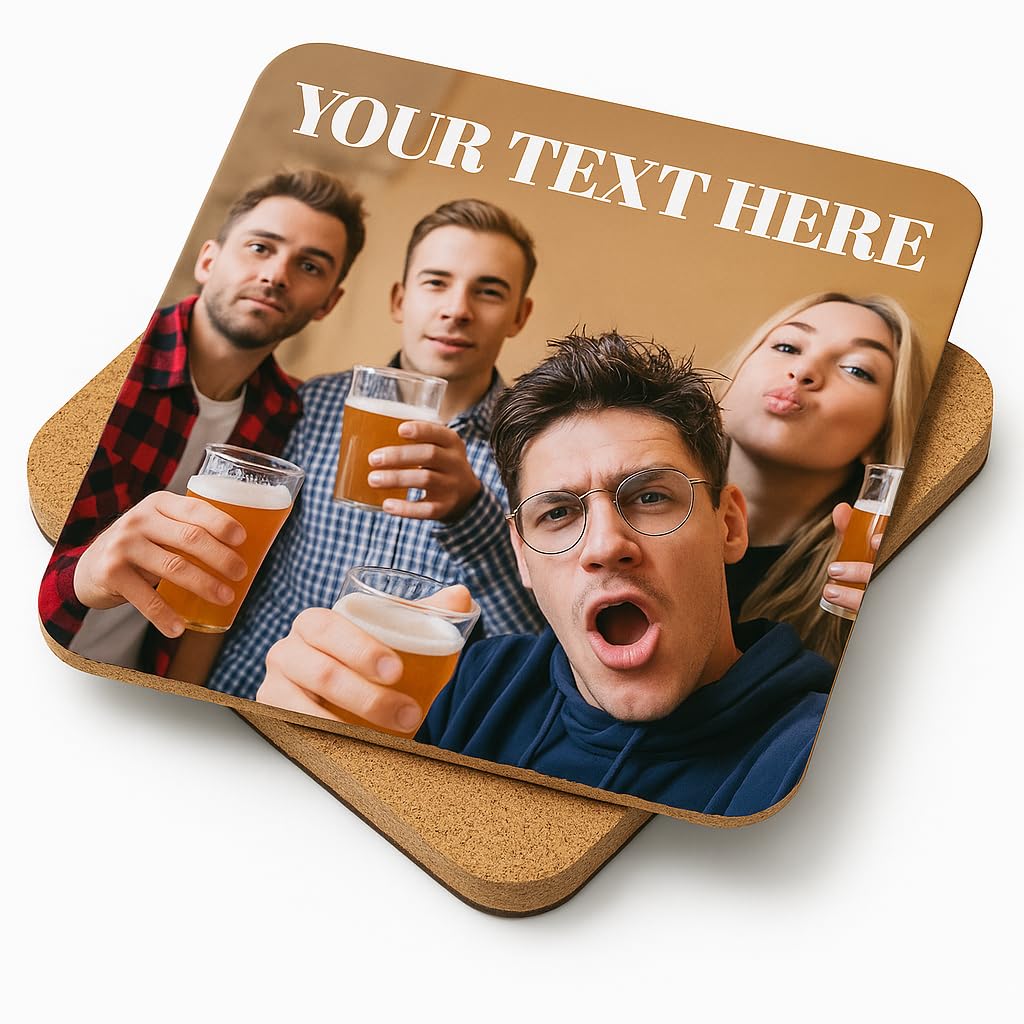 Personalised Photo Coasters – Set of 6 Square High Gloss Drink Mats – Custom Gift for Home, Kitchen, Mother’s Day, Housewarming