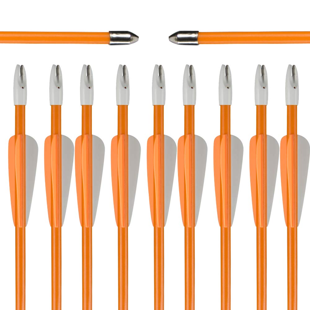 Huntingdoor Flèches en Fibre de Verre 26/28 Pouces Tir à l'Arc Chasse Ciblage Lot de 12 Orange