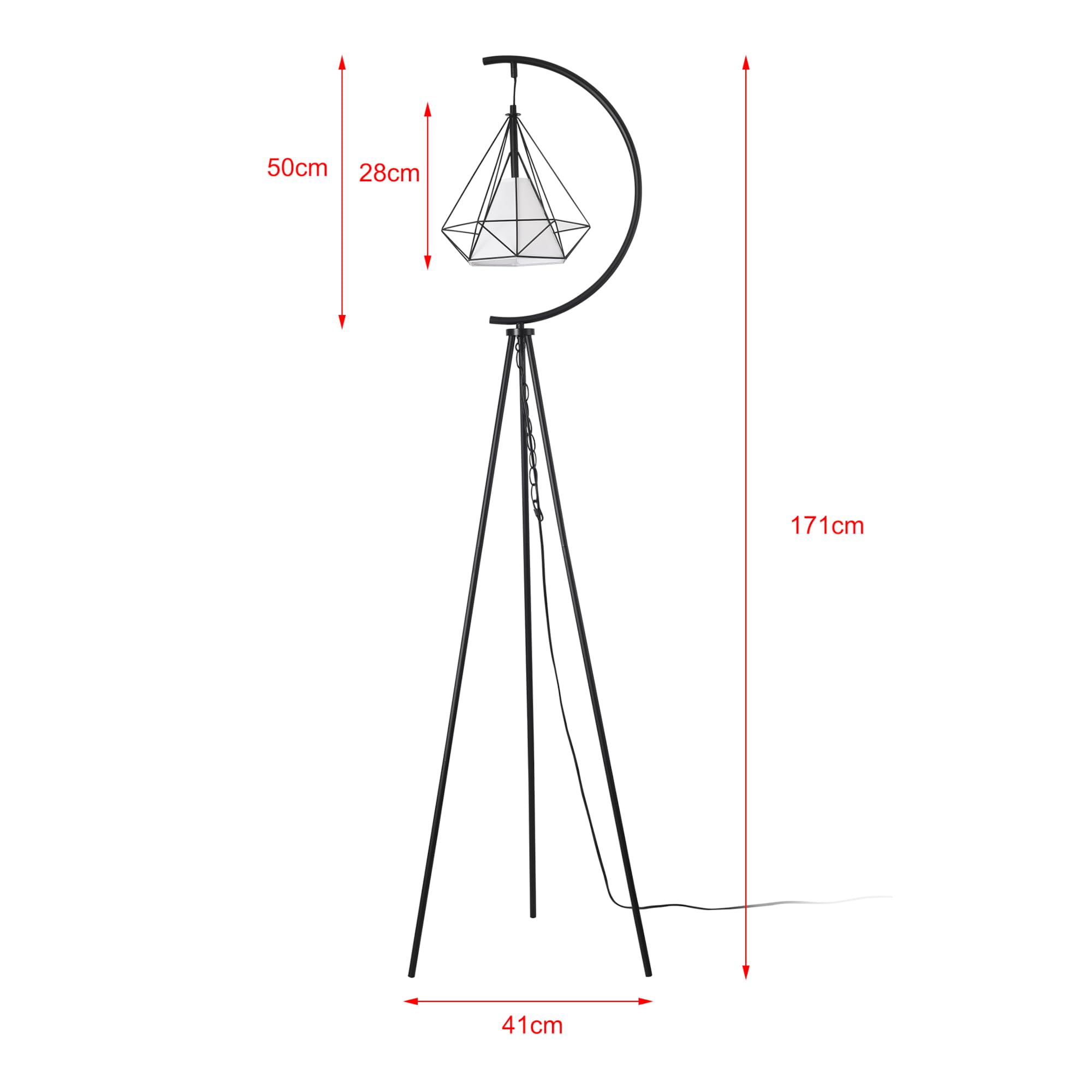 lux.pro Ponadczasowy design lampa stojąca nowoczesna elegancka lampa statywowa do salonu sypialnia z przełącznikiem nożnym E27 60 W metal poliester wysokość 171 cm czarny biały