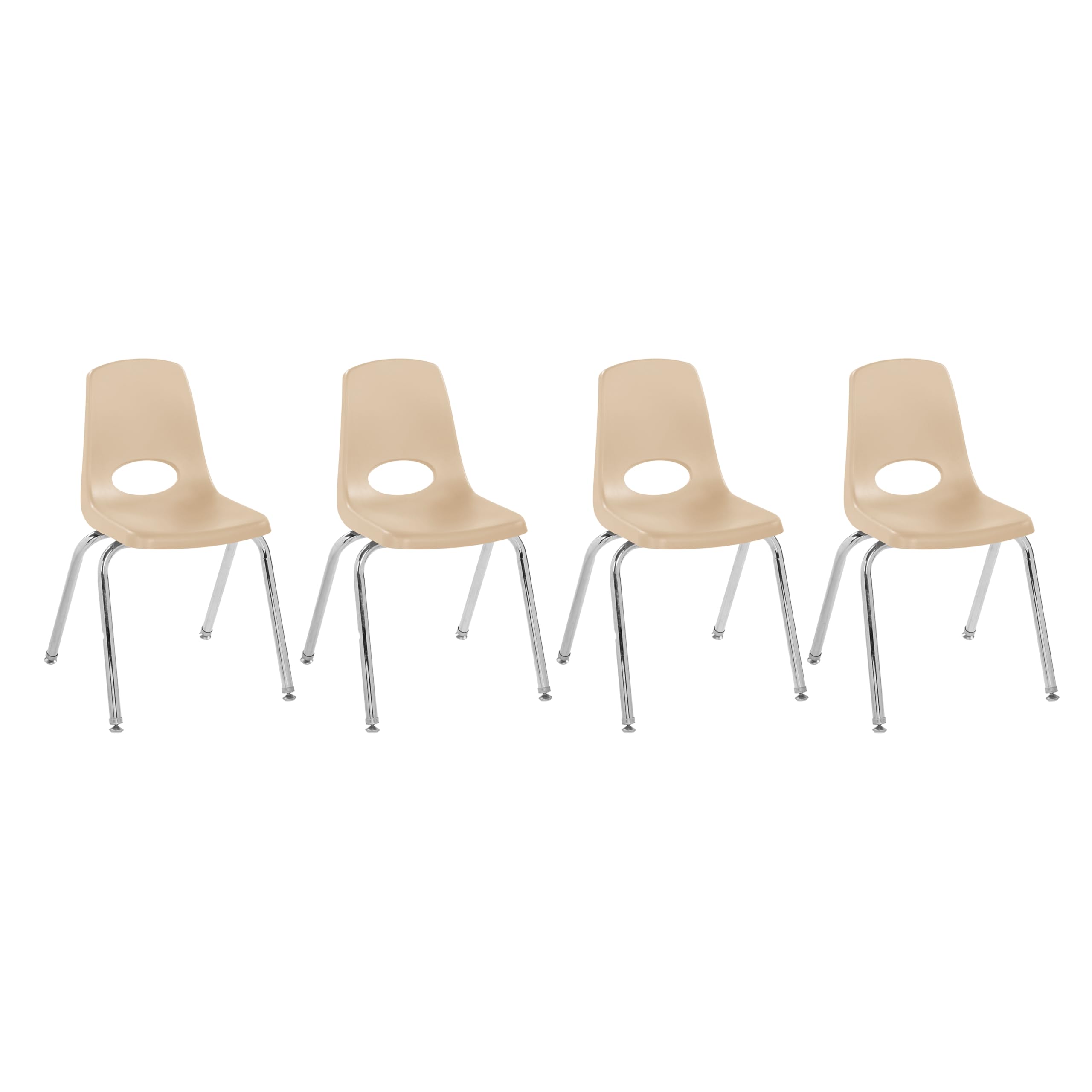 FDP 16" School Stack Chair with Swivel Glides, Sand, 4-Pack, 10383-SD