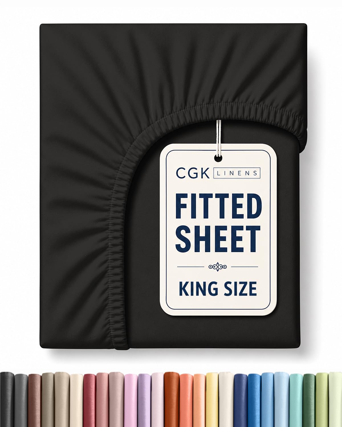 King Fitted Sheet - Single Fitted Sheet Only - 8-16" Deep Pockets - Black