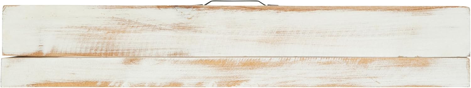 EMMA + OLIVER Presley Wooden Shadow Box Frame with Linen Liner, Solid Pine Display Case, Powder Coated Latch and Hinges, 8 Push Pins, 11x14, Whitewash