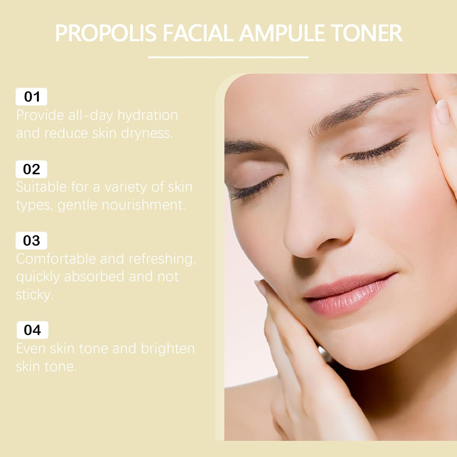 Toner for Face, Hydrating Face Toner with Propolis Extract & Hyaluronic Acid, Nourishing & Soothing, Skin Care for Radiant Glass Skin, 3.38 Fl. Oz - Image 4