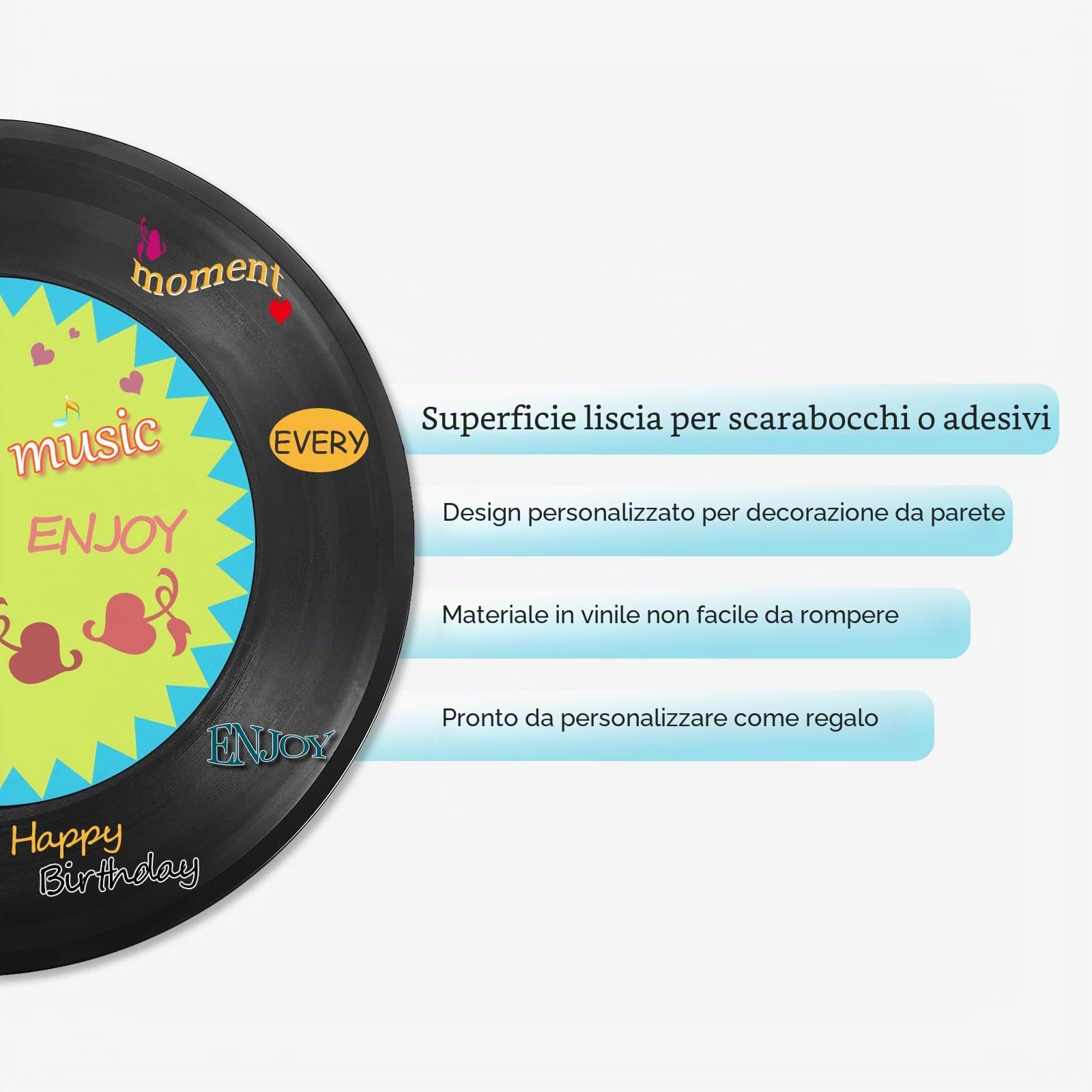 PATIKIL Vuoti Vinile Dischi 12" 6pz CD Falsi Vinili Dischi per Parete Estetica Decorazione Decorativi Dischi per Rotolo Musica Stanza Rock Festa Fai Da Te Decorazione Nero