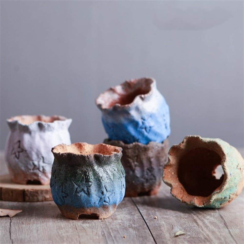 Pentole Pianta 5 Pz Flower Pot Macetas Vaso Maceta Planter Macetero Creativo Retro Flower Pot Terraglia Vaso da Fiori for Il Giardino per Tutte Le Piante da casa, i Fiori, Le Erbe
