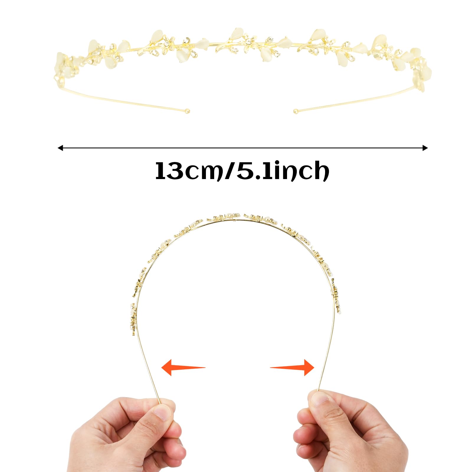 Bridal Wedding Rhinestone Headband, Gold Alloy Crystal Flower Tiara - Shiny Bridal Jewellery for Women Girls, Perfect for Wedding Engagement Party Bridesmaid - 3