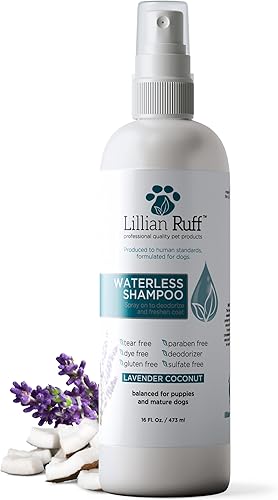 Miniatura 8 de Lillian Ruff Champú seco para perros sin agua sin enjuague con aceites esenciales hidratantes, champú seco con pH equilibrado para perros, limpia