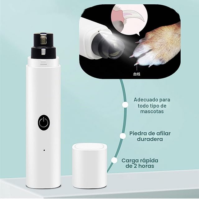 Foto 5 de 8 de Pomurom Uñas Eléctrica para Perro Gato Mascotas Mediano Gran, Molinillo Uñas para Perros con Luz LED