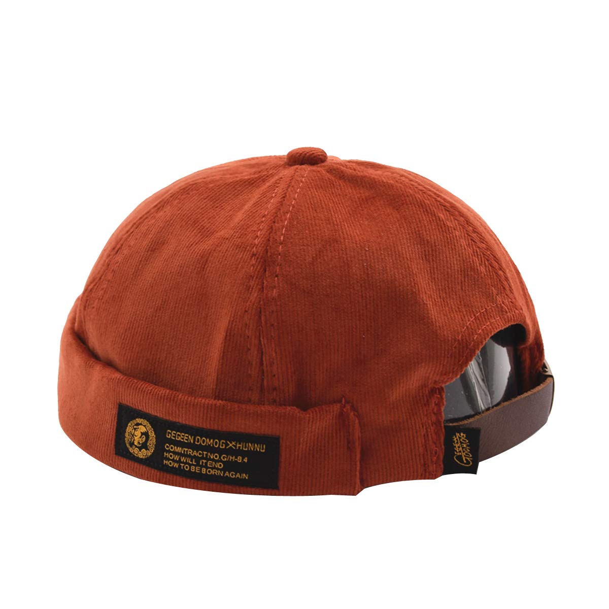 Acvip Men's Rust Red Vintage Corduroy Docker Sailor Cap Wo Beanie Brimless Hat Skullcap (Rust Red)