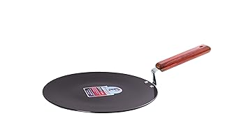 Wonderchef Ebony Roti Tawa | Induction Bottom | Wooden Handle| Hard Anodized Aluminium | 28cm Non Stick Tawa | 4.06mm| 5 Years Warranty | Black