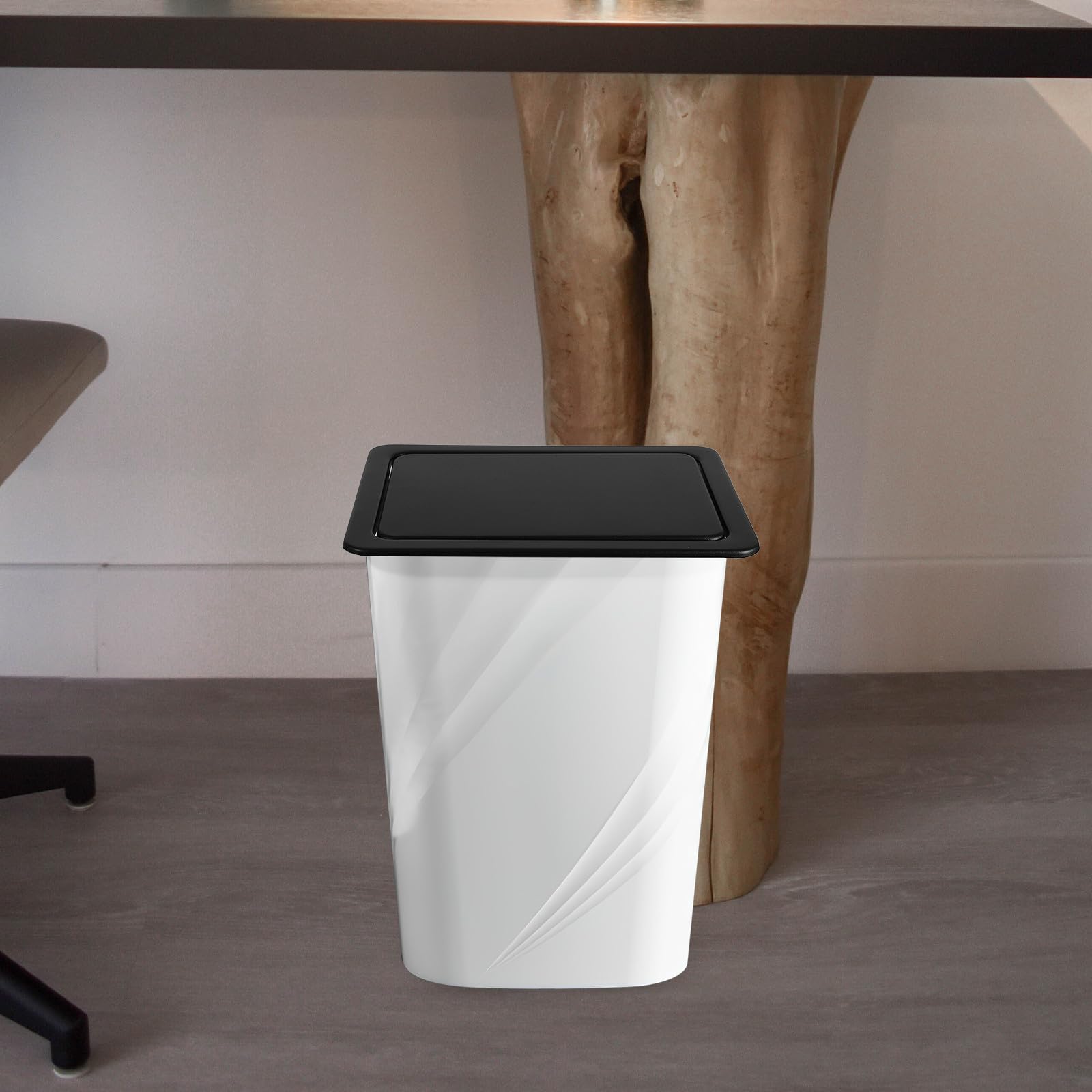 Tapa Empotrada para Cubo de Basura, Acero Inoxidable Negro, Abatible