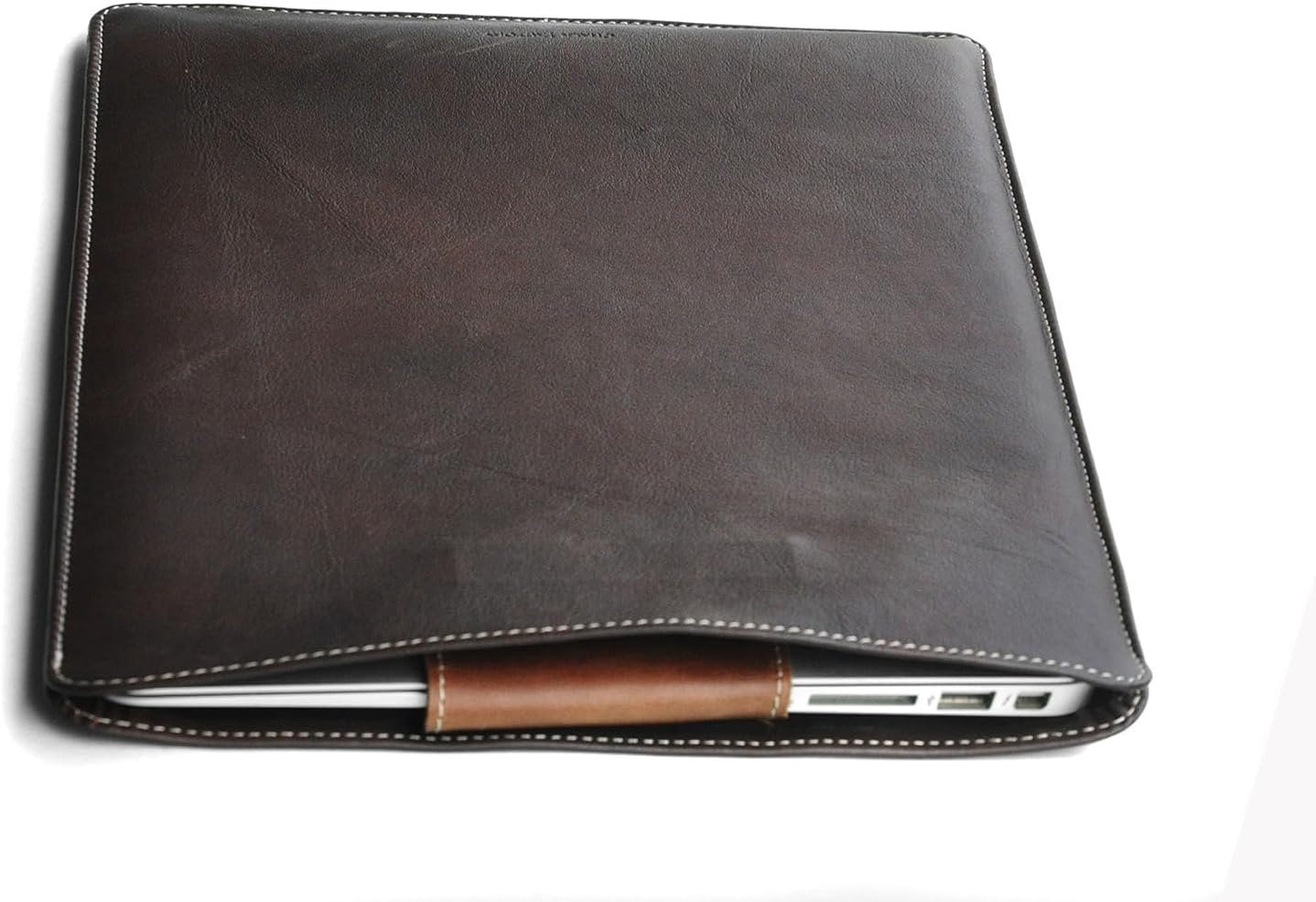 Natural Leather Sleeve, Protective Case for Dell XPS 13 Laptop #ALM : Brown image 3