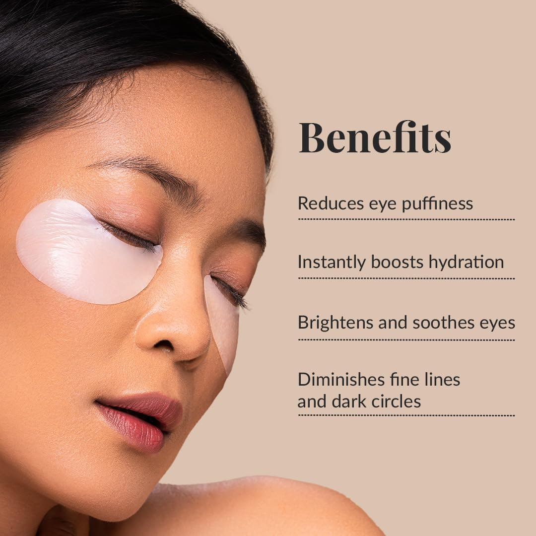 LuxaDerme Korean Under Eye Bio-Cellulose Mask for Dark Circles & Puffiness | Cooling Eye Patches with Niacinamide & Sea Buckthorn | Brightens, Depuffs & Smoothens Fine Lines | Vegan Skincare for Men & Women | Pack of 2 1