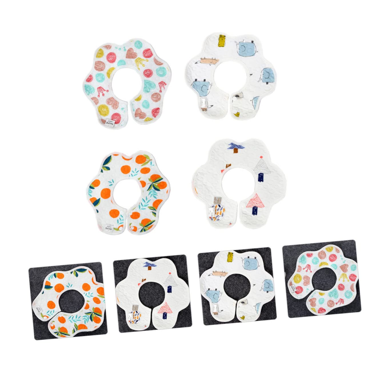 Toyvian 12pezzi Bavaglini Impermeabili Per Cotone Design Petalo e Stampa Cartone Assorbenti e Facili Da Pulire Per Evitare Macchie Di Saliva Durante Lo Svezzamento