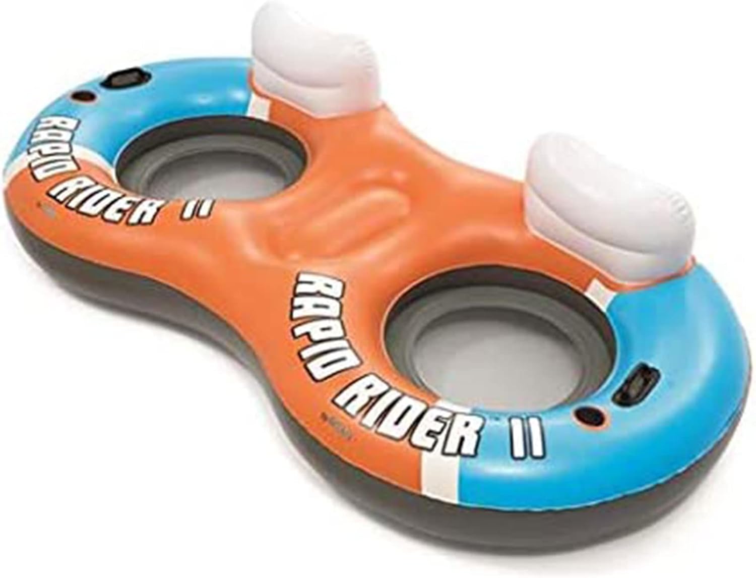 Bestway CoolerZ Rapid Rider 95-inch Inflatable 2 Person Pool River Tube Lake Lounger Float with Cup Holders, Handles, Backrest and Mesh Bottom, Orange