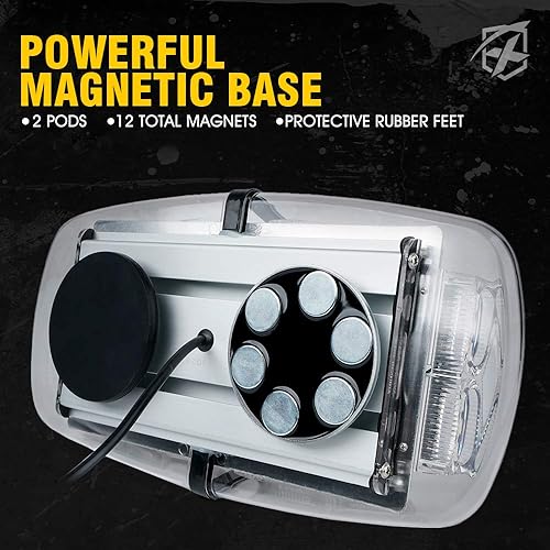 Miniatura 4 de Xprite 36 luces LED estroboscópicas de techo, mini bar, 16 modos intermitentes, luz de peligro de advertencia con base magnética para vehículos de