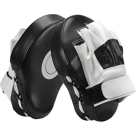 Leosportz Boxing Pads Kickpads for MMA - Maya Thigh Kickpad Curved and Thick Boxing Target Pads | Focus Pads with Adjustable Wrsit Wrap (White, 3)