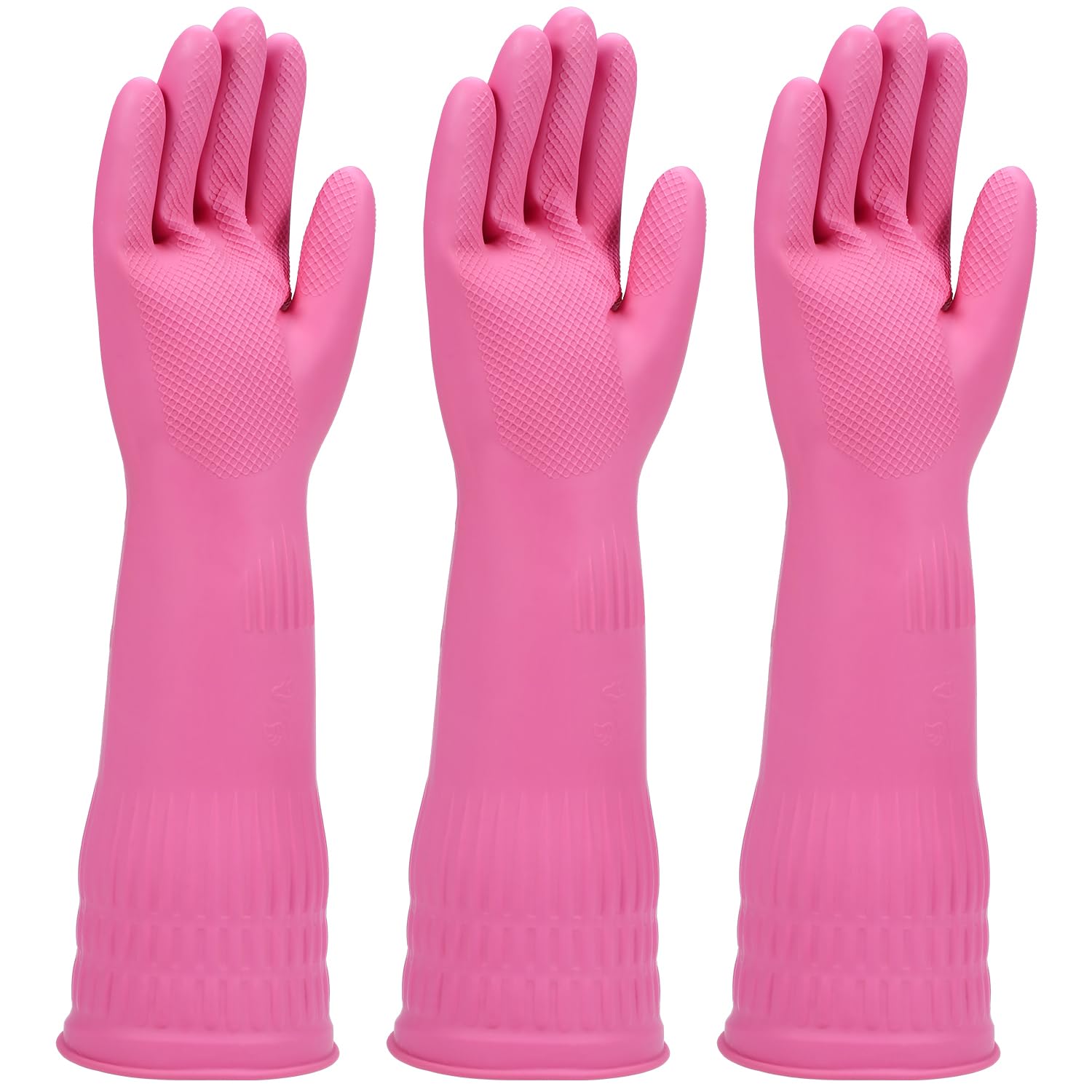 IUCGE Rubber dishwashing gloves 3 or 6 Pairs for kitchen,Cleaning washing dish gloves long for household reuseable durable.