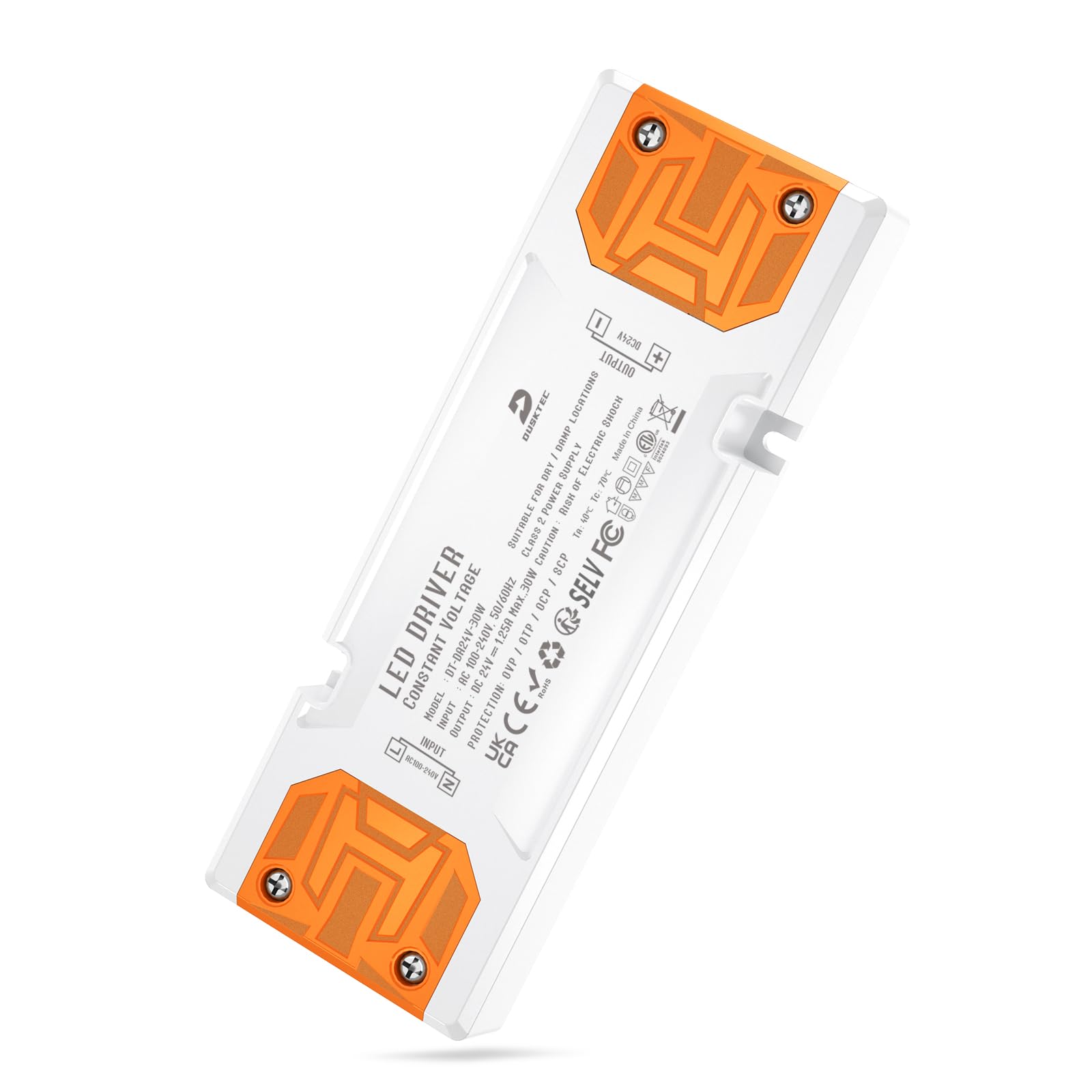 DUSKTEC 24V LED Driver 30W 1.25A, Low Voltage LED Transformer AC 240V to DC 24 Volt, Constant Voltage Power Supply for Led Strip Lights G4 MR11 and MR16 Light Bulbs, 142 x 50 x 16 mm