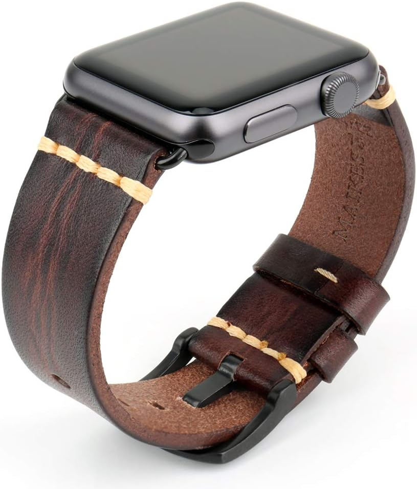 REZERO Smartwatch Bands Compatible with Apple Watch, Vegetable Tanned Leather Watch Straps, Watch Bands Replacement for iWatch Series 10/9/8/SE, 38/40/41/42/44/45/46/49mm for Men, Women