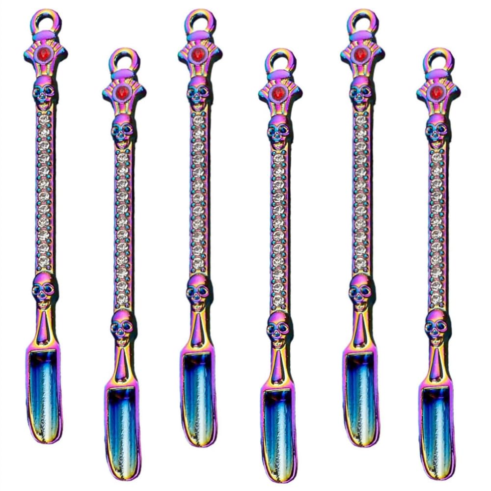 pegzherx 6PCS Mini Shovel Medicine Mini Snuff Small Spoon Powder Pendant Metal Spoon for Spice Jars Small Salt Pendant Necklace Ring (6, Same Color)