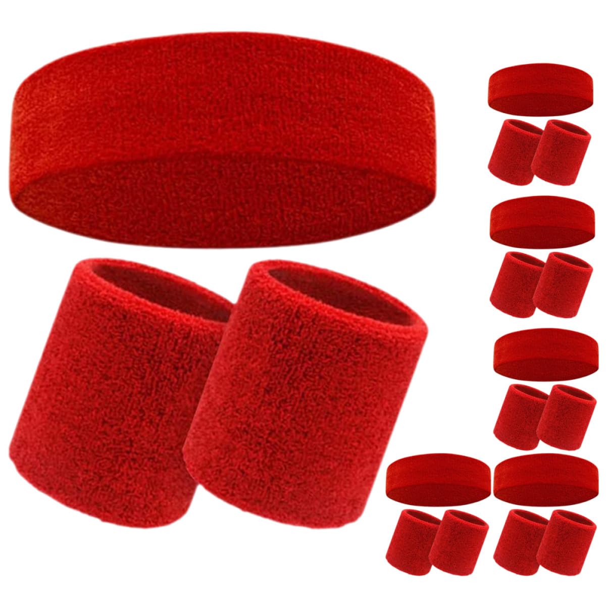 Healeved Elastisches Schweißband 18 Stück mit Stirnband Handgelenkbändern aus Weichem Polyester Atmungsaktiv Formstabil für Herren Damen Beim Tennis Basketball und Laufen