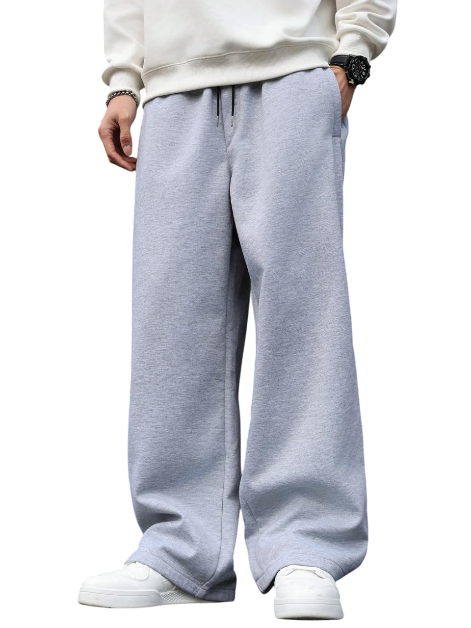 dockstreet Straight Wide fit Long Length Open Bottom Jogger for Men/Trending Multi Pocket Style, Relaxed Casual Pants for Men-picture-25